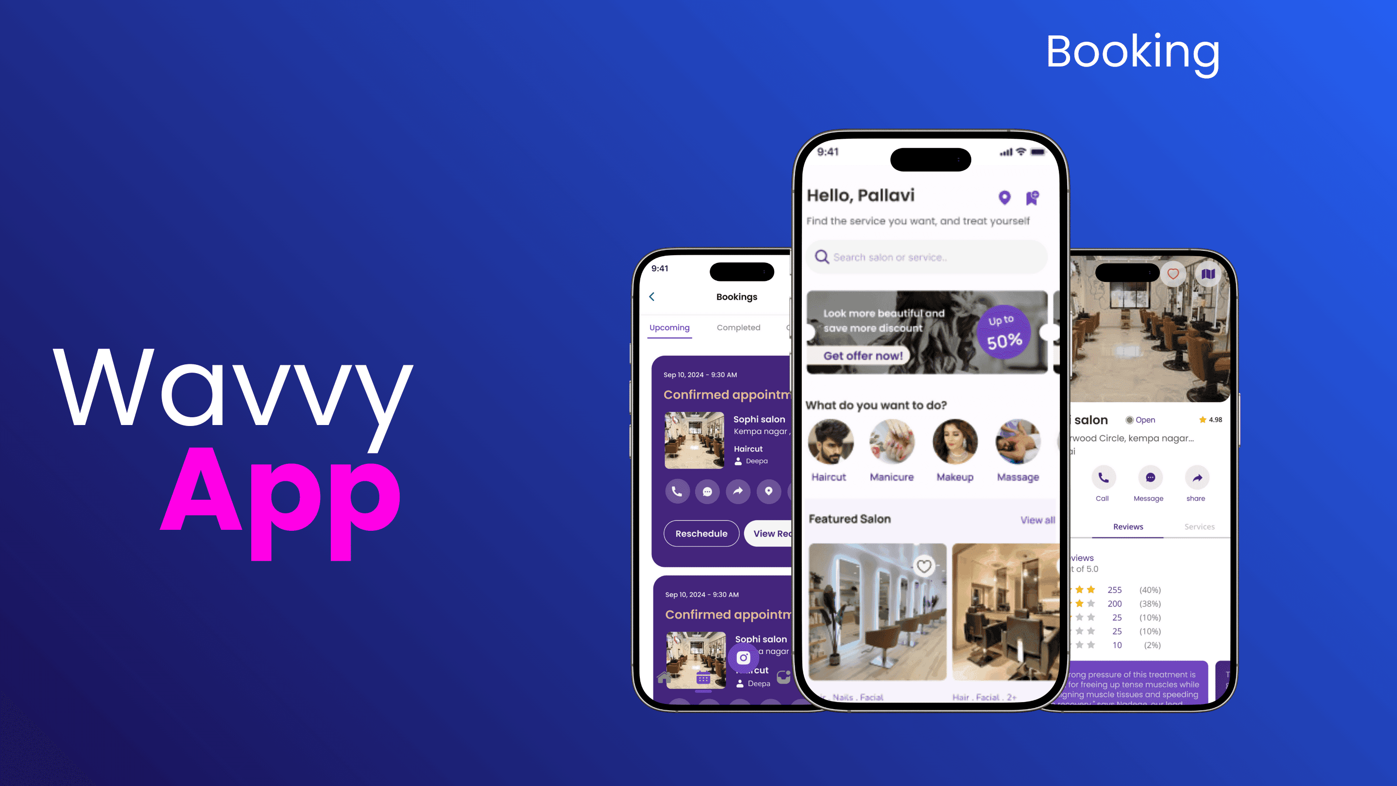 Wavvy Salon - Booking & Lifestyle App Case Study Screenshots